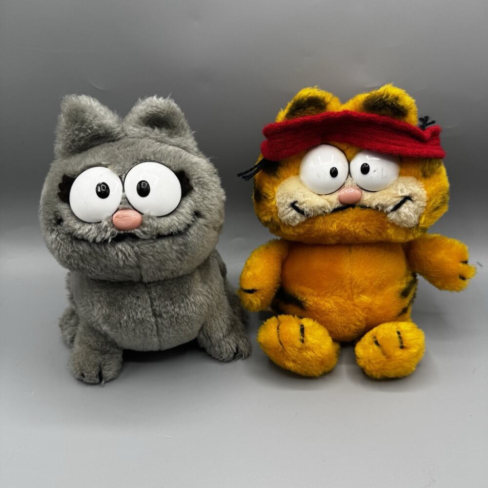 Vintage Dakin Nermal 7" Gray Cat Fun Farm Garfield 9" Plush Lot Of 2